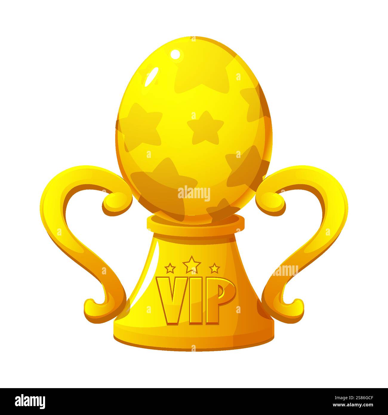 Trophée d'œuf de Pâques ou coupe de récompense de Pâques, œuf d'or sous la forme d'une coupe de récompense. Isolé sur fond blanc Illustration de Vecteur