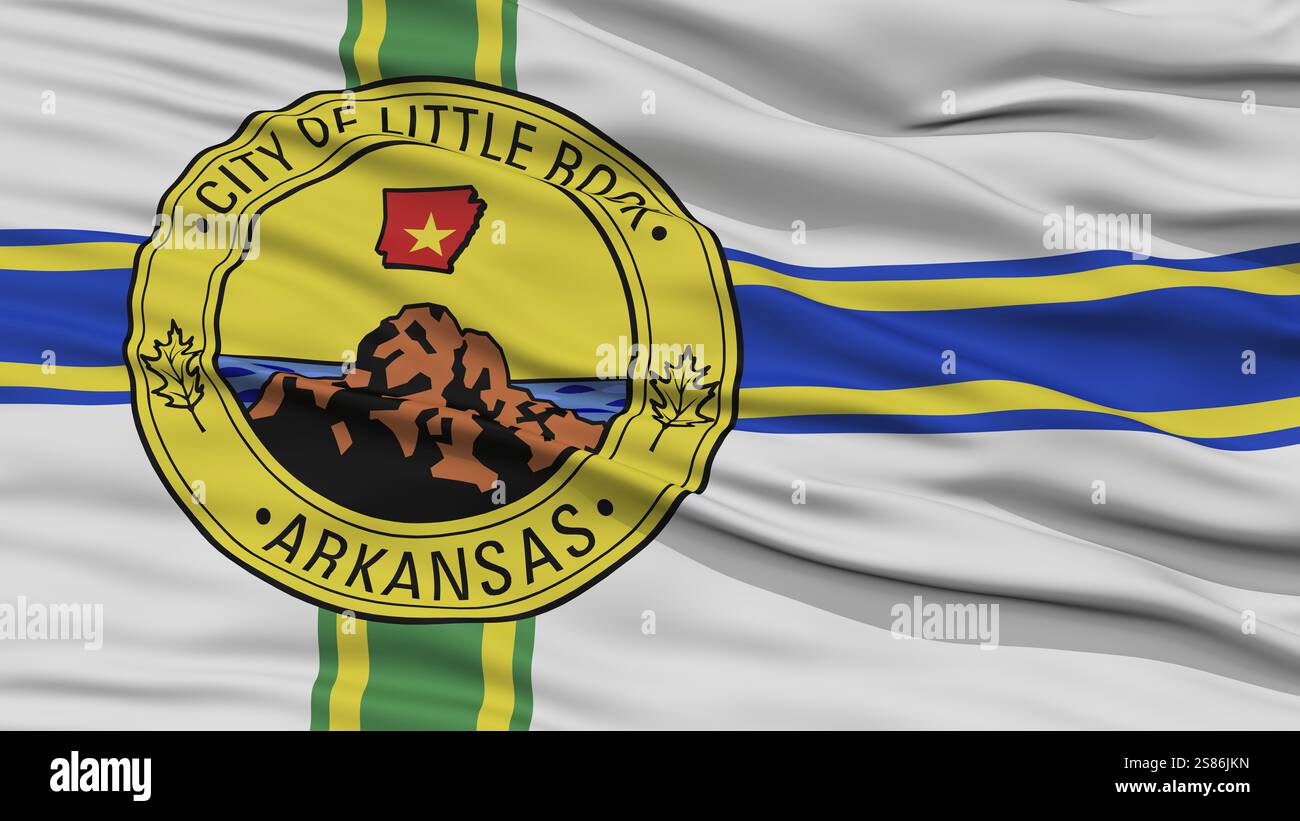 Libre de Little Rock drapeau, capitale de l'Arkansas State, volant dans le vent Banque D'Images