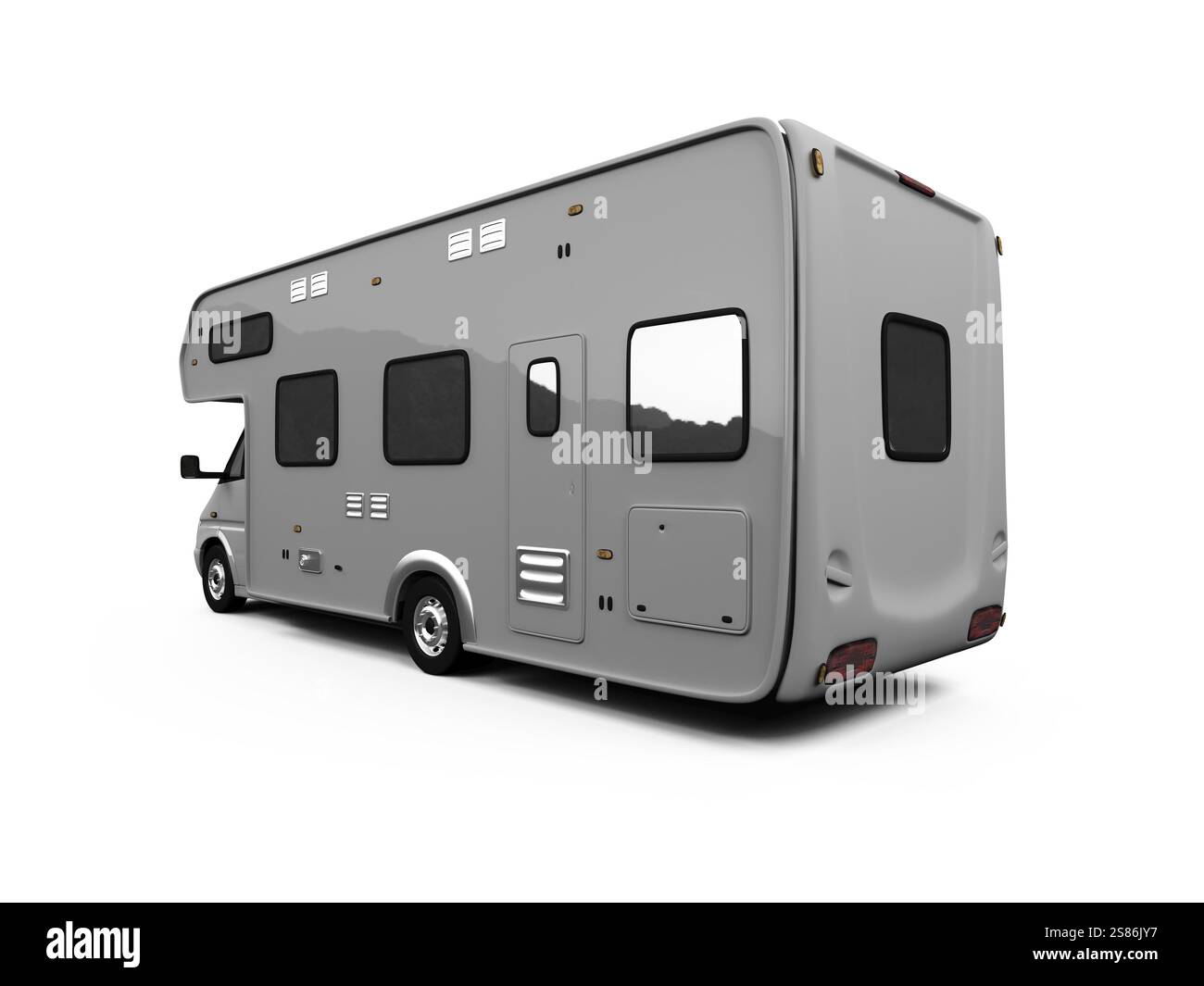 Campeur isolé sur fond blanc Banque D'Images