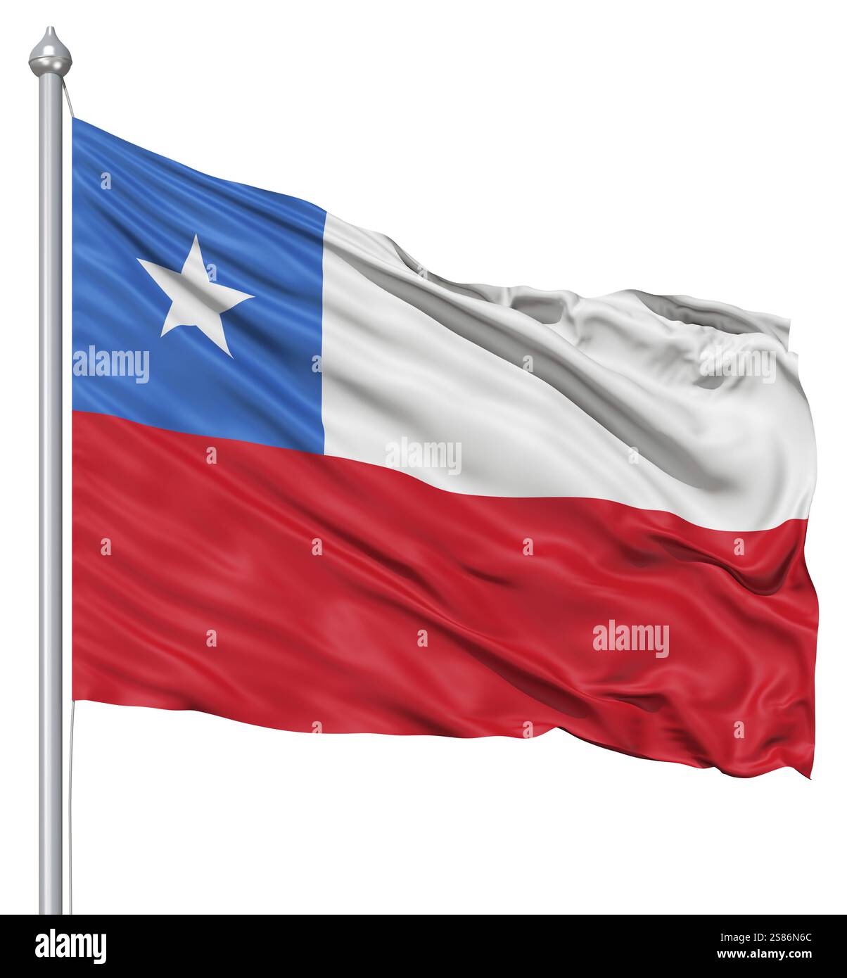 Drapeau 3d réaliste du Chili flottant dans le vent Banque D'Images