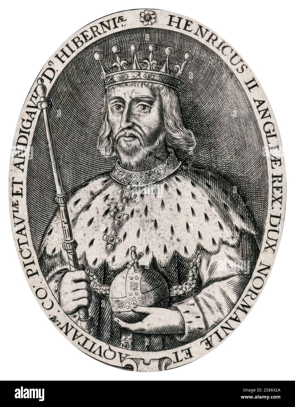 Henri II d'Angleterre (1133-1189), roi d'Angleterre 1154-1189, portrait gravé par Renold Elstracke, 1618 Banque D'Images