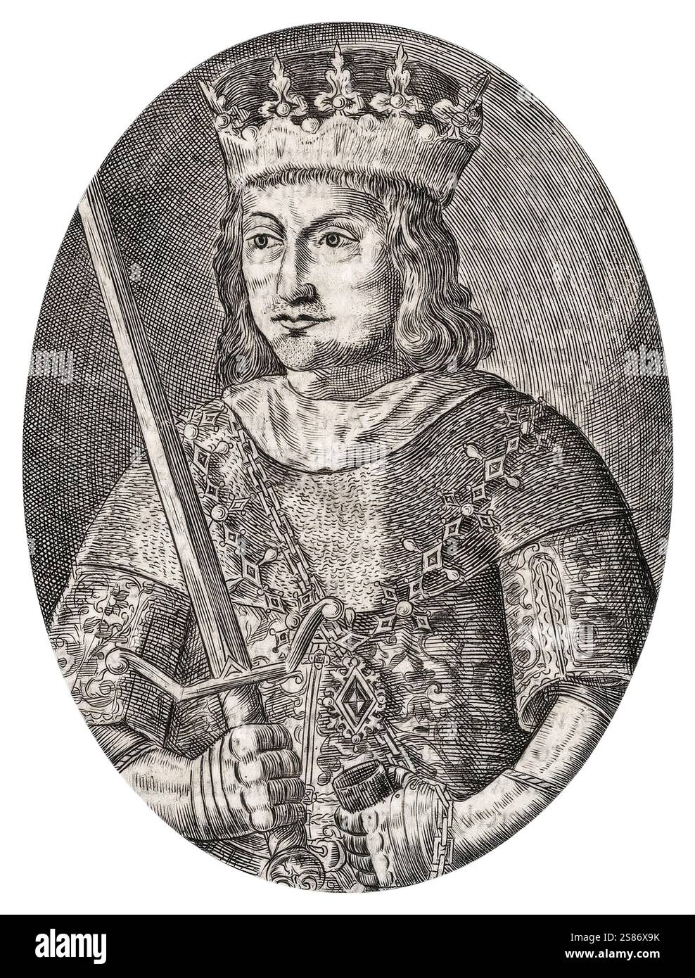 Édouard Ier d'Angleterre (1239-1307), roi d'Angleterre 1272-1307, portrait gravé par Renold Elstracke, vers 1650 Banque D'Images