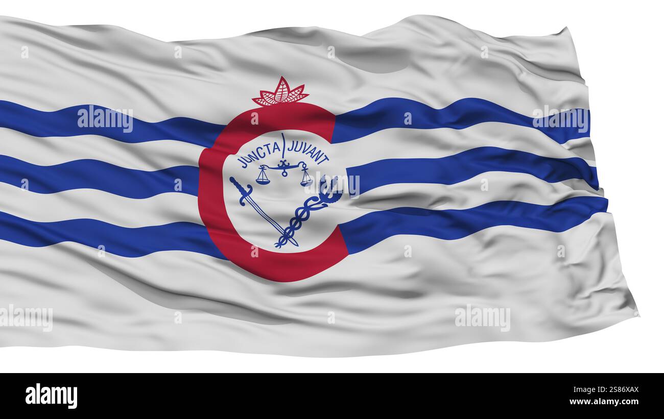 Ville de Cincinnati isolés Drapeau, Ville d'Ohio State, agitant sur fond blanc, haute résolution Banque D'Images