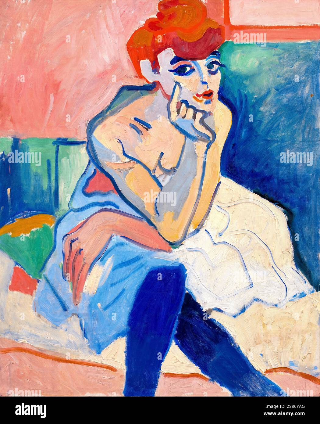 André Derain peinture, femme dans une chemise, huile sur toile, 1906 Banque D'Images