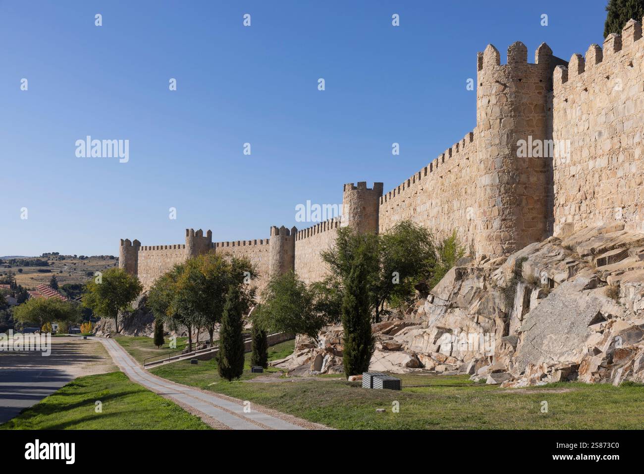 Avila, Avila Province, Espagne. Murs de la ville. Banque D'Images