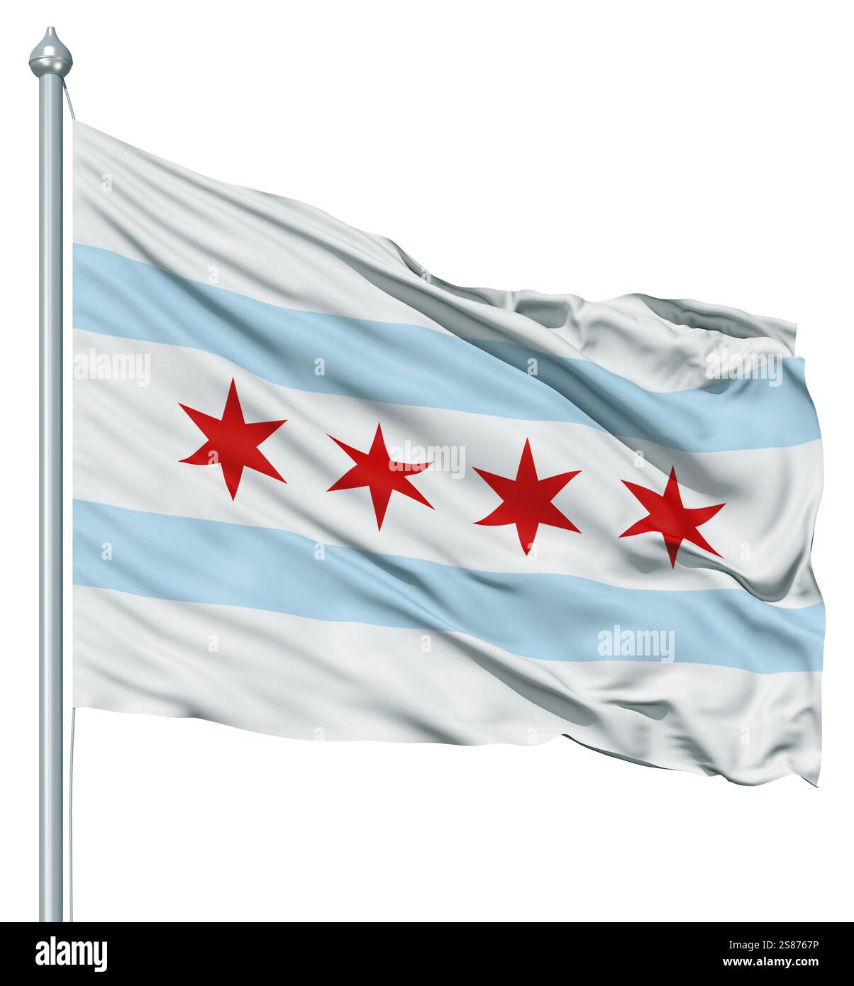 États-unis d'Amérique drapeau de la ville de Chicago qui volettent dans le vent Banque D'Images