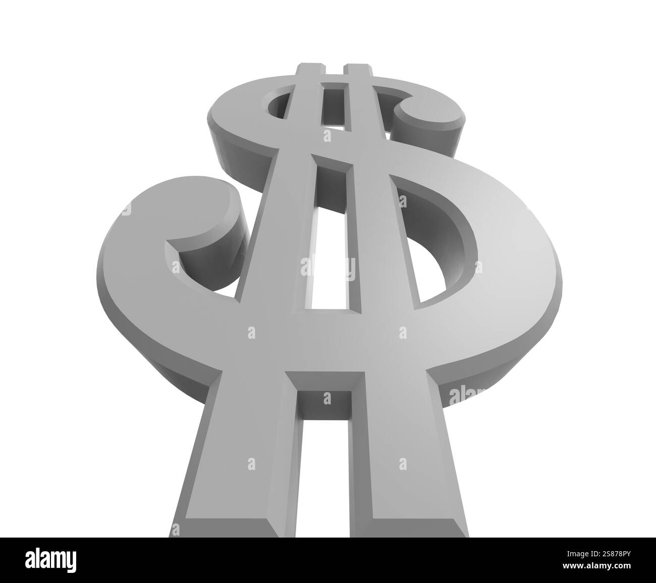 Vue d'un rendu faible dollar jusqu'à la recherche. Isolated on white Banque D'Images