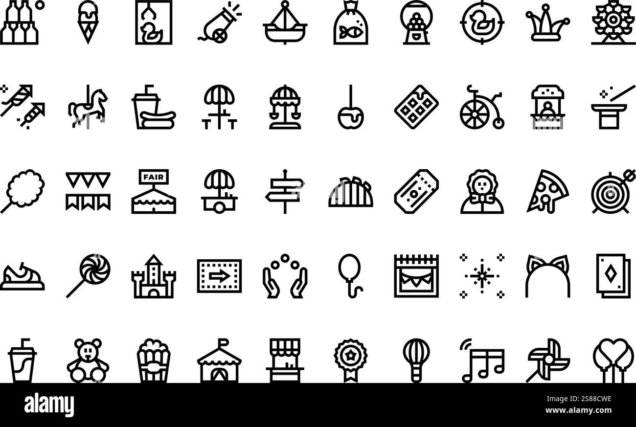 Fair Icons Collection d'icônes vectorielles de haute qualité avec Stroke modifiable. Idéal pour les projets professionnels et créatifs Illustration de Vecteur