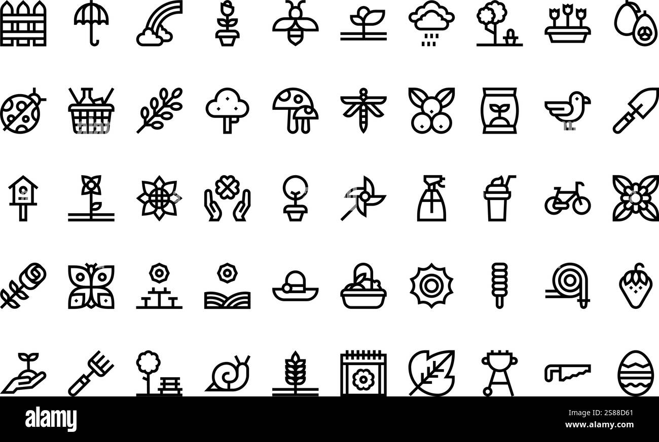 Icônes de printemps Collection d'icônes vectorielles de haute qualité avec trait modifiable. Idéal pour les projets professionnels et créatifs Illustration de Vecteur