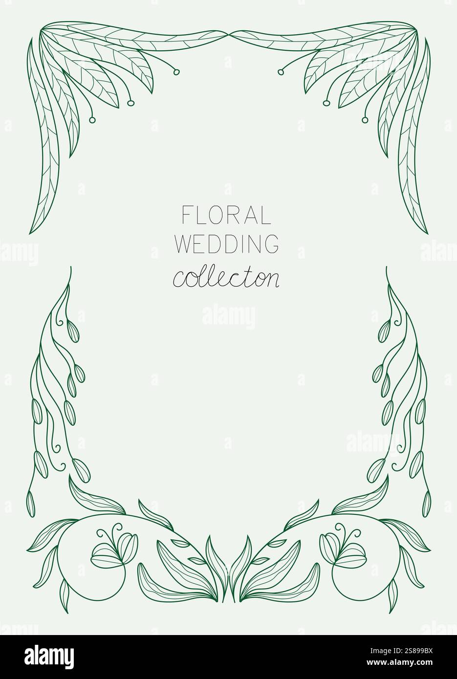 Cadre floral rétro avec éléments de design botanique dans un style ondulé et naïf. Illustration de Vecteur