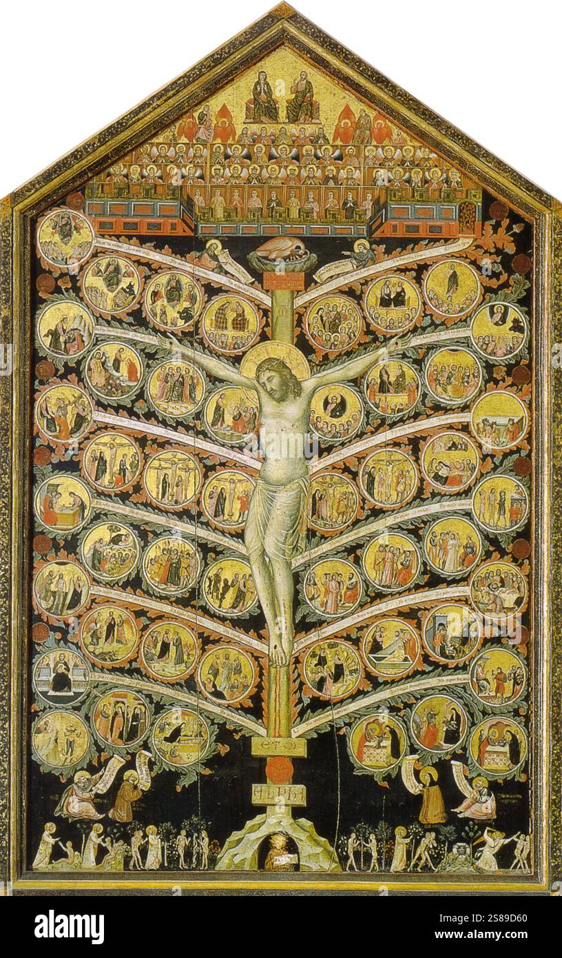 Triptyque du trône de grâce peinture de Nardo di Cione Banque D'Images