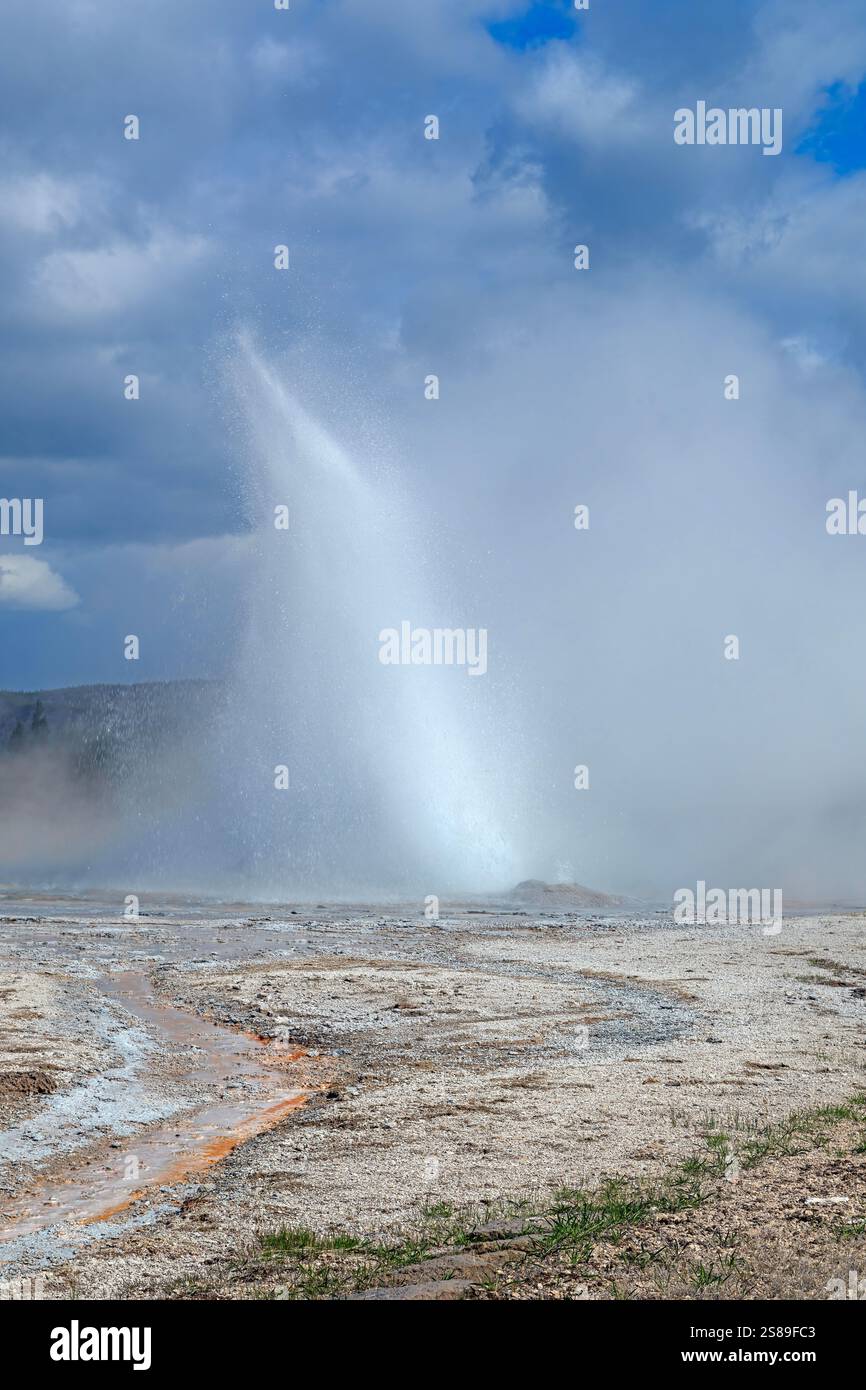 Daisy Geyser en éruption High int the Air dans le parc national de Yellowstone dans le Wyoming Banque D'Images