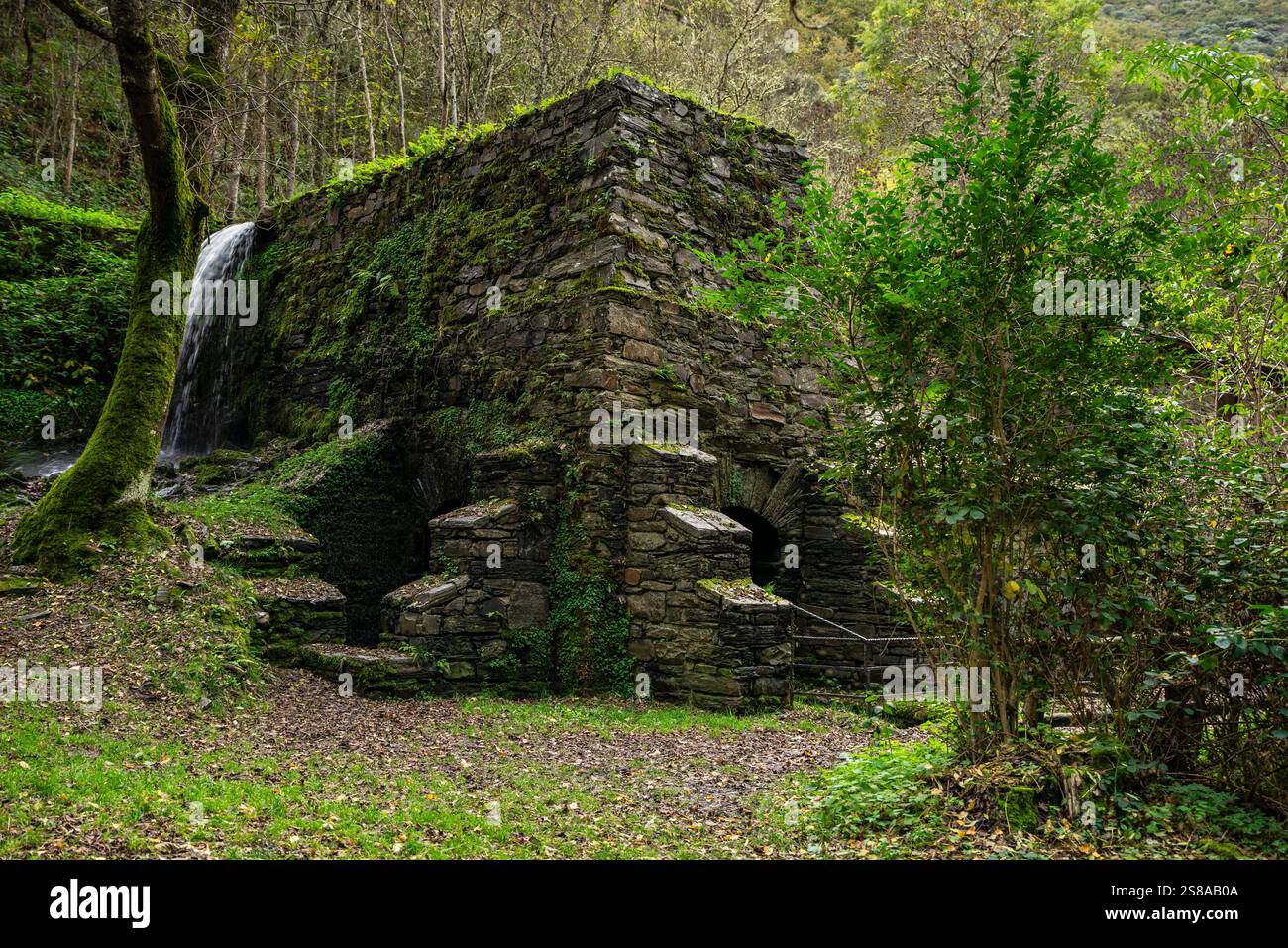 Forge médiévale de Compludo, vallée de Compludo, Ponferrada, région de Bierzo, Castille-et-Léon, Espagne. Banque D'Images