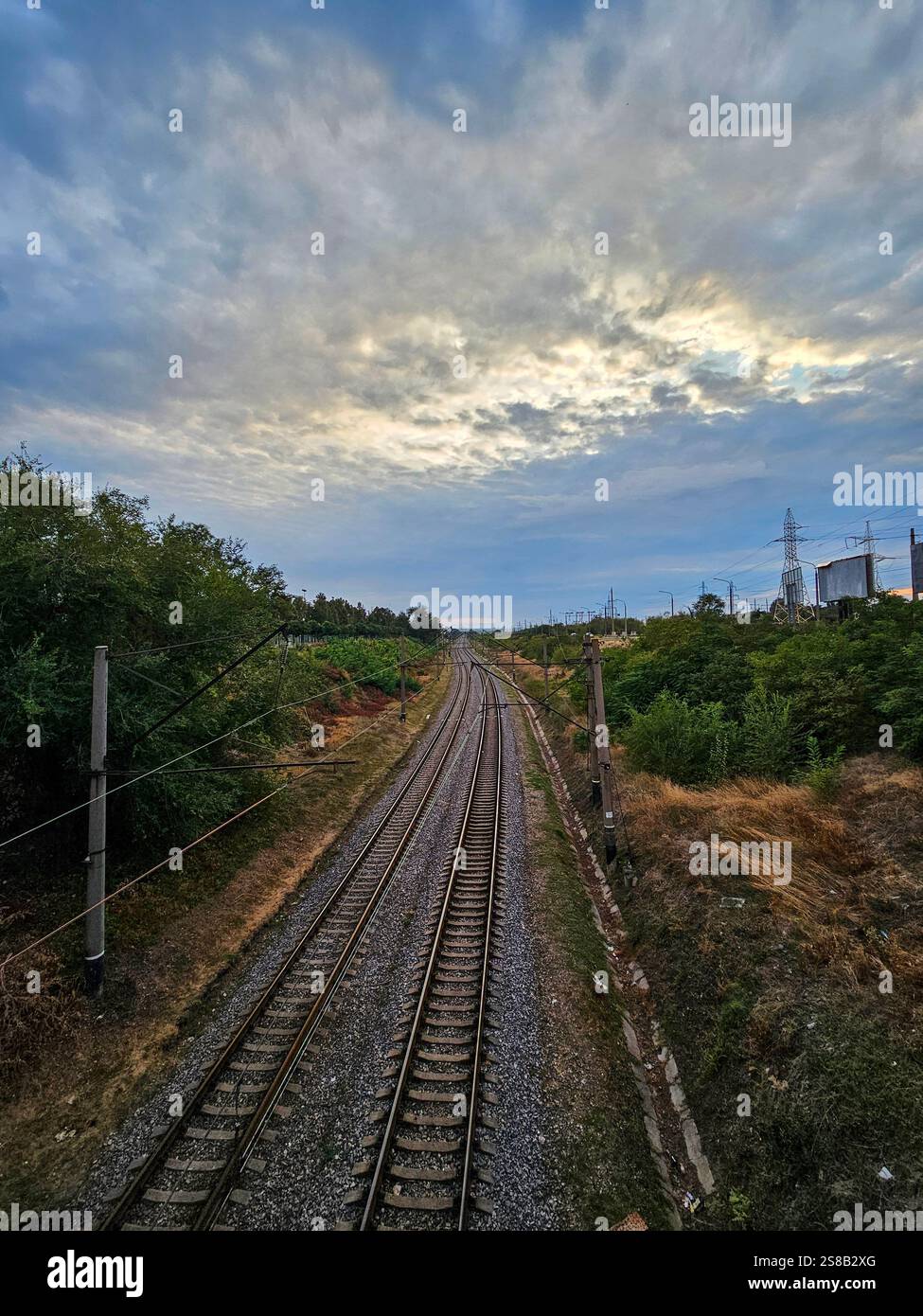 Lignes de chemin de fer vides à Zaporizhzhia Banque D'Images