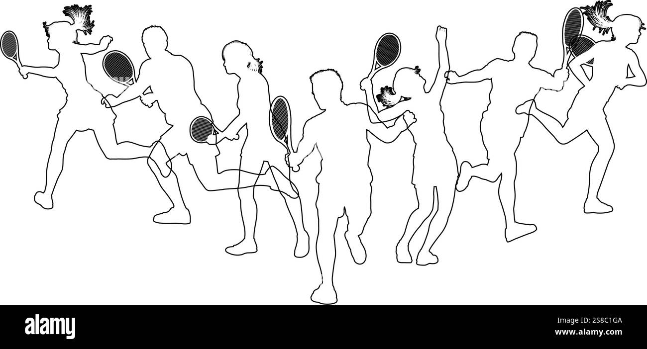 Silhouette tennis Players concept silhouettes Illustration de Vecteur