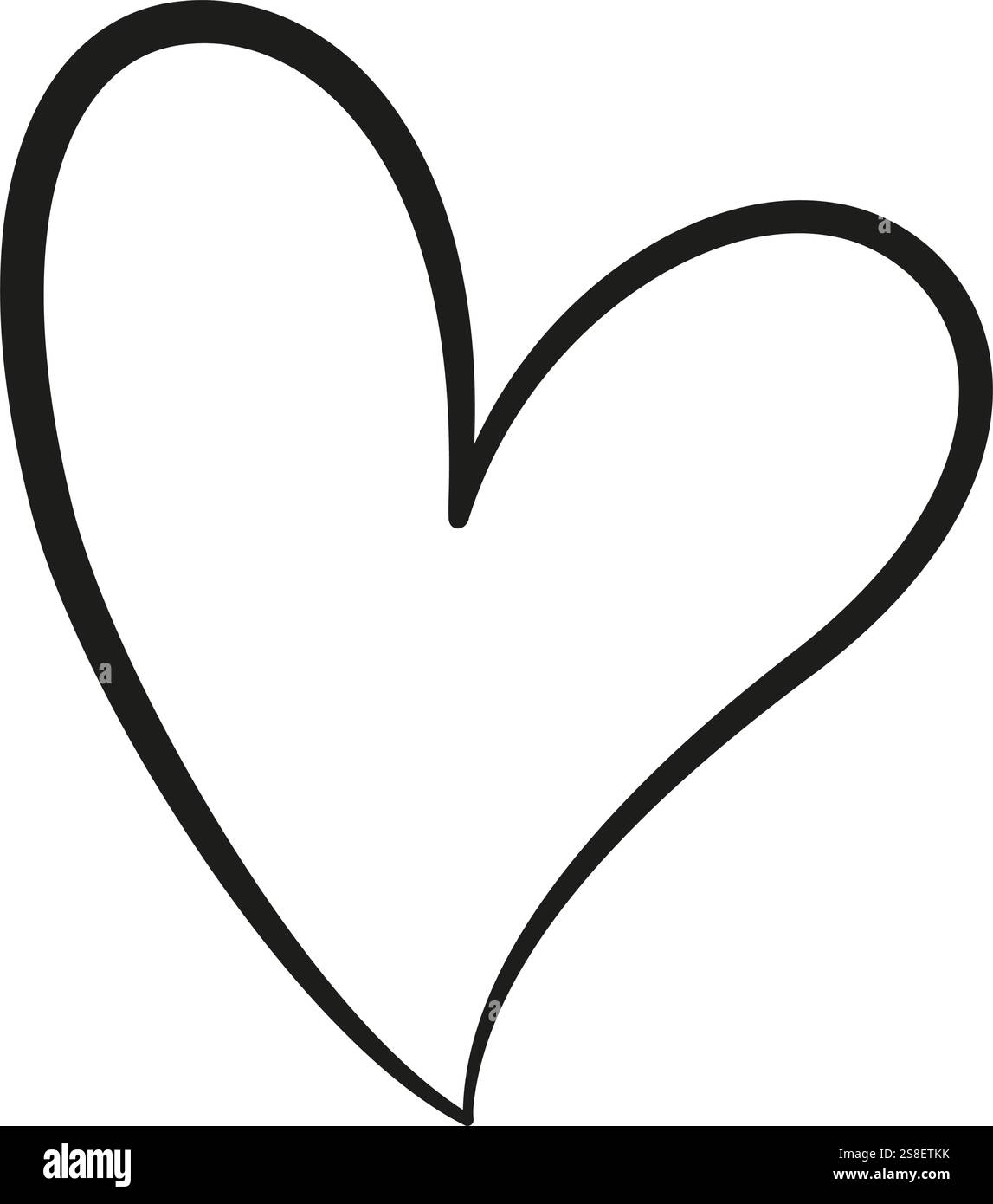 Style griffonnage coeur mignon. Ligne de logo isolé noir et blanc dessinée à la main Élément de conception pour tatouage d'affiche de conception graphique Web. Coloriage art-thérapie. Illustration vectorielle Illustration de Vecteur