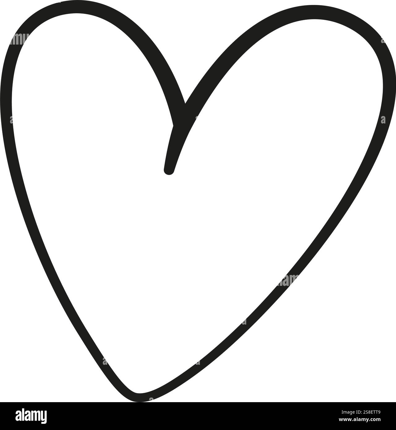 Style griffonnage coeur mignon. Ligne de logo isolé noir et blanc dessinée à la main Élément de conception pour tatouage d'affiche de conception graphique Web. Coloriage art-thérapie. Illustration vectorielle Illustration de Vecteur