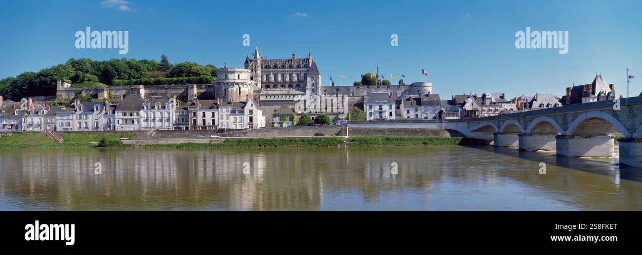 Château à la berge, Chateau d'Amboise, Loire, Amboise, Indre-et-Loire, Pays de la Loire, France Banque D'Images
