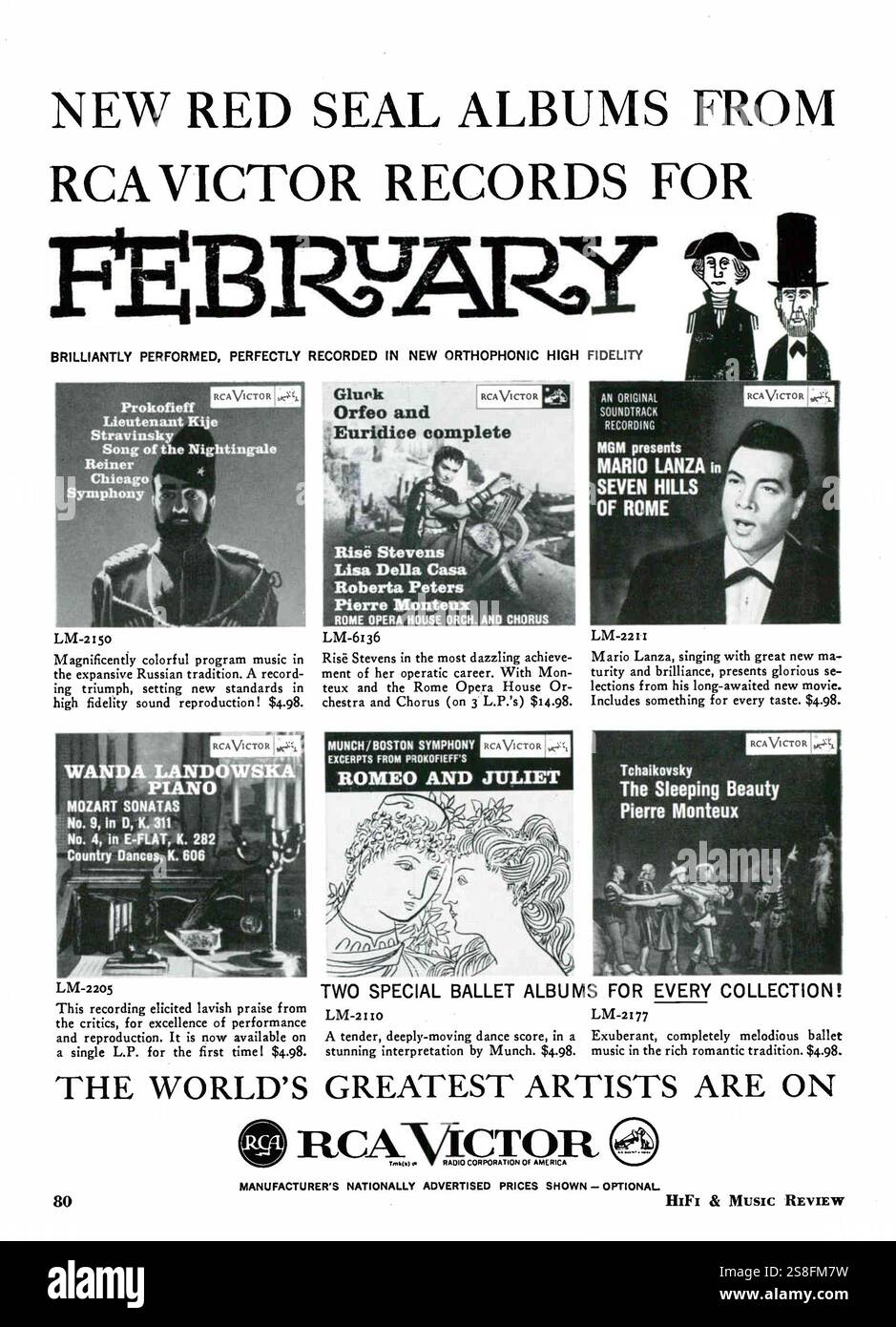 1958 février RCA Victor enregistre la publicité des albums du sceau rouge Banque D'Images