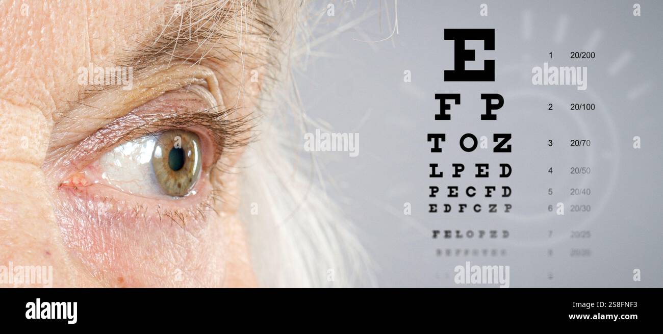 Gros plan de l'œil humain avec le graphique de l'œil Banque D'Images