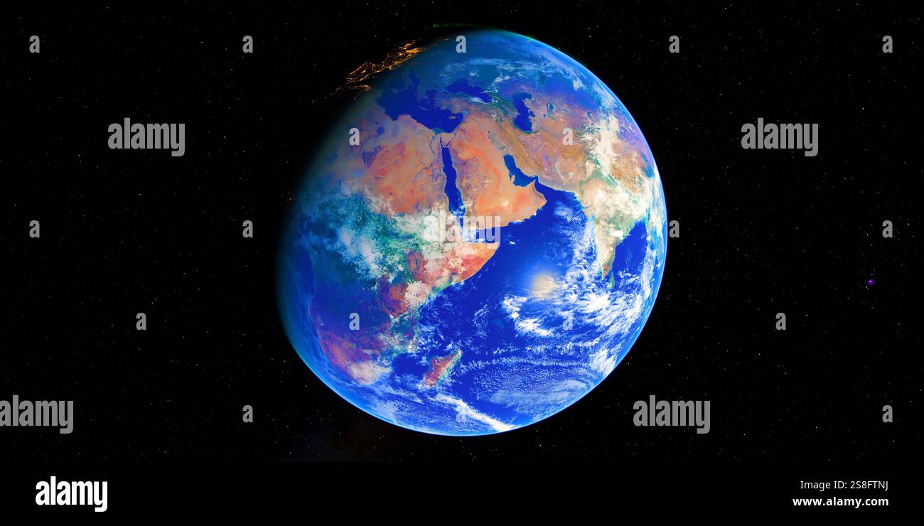 La Terre est une planète rocheuse avec une surface solide et une atmosphère et c'est la seule planète de notre système solaire connue pour supporter la vie. Banque D'Images