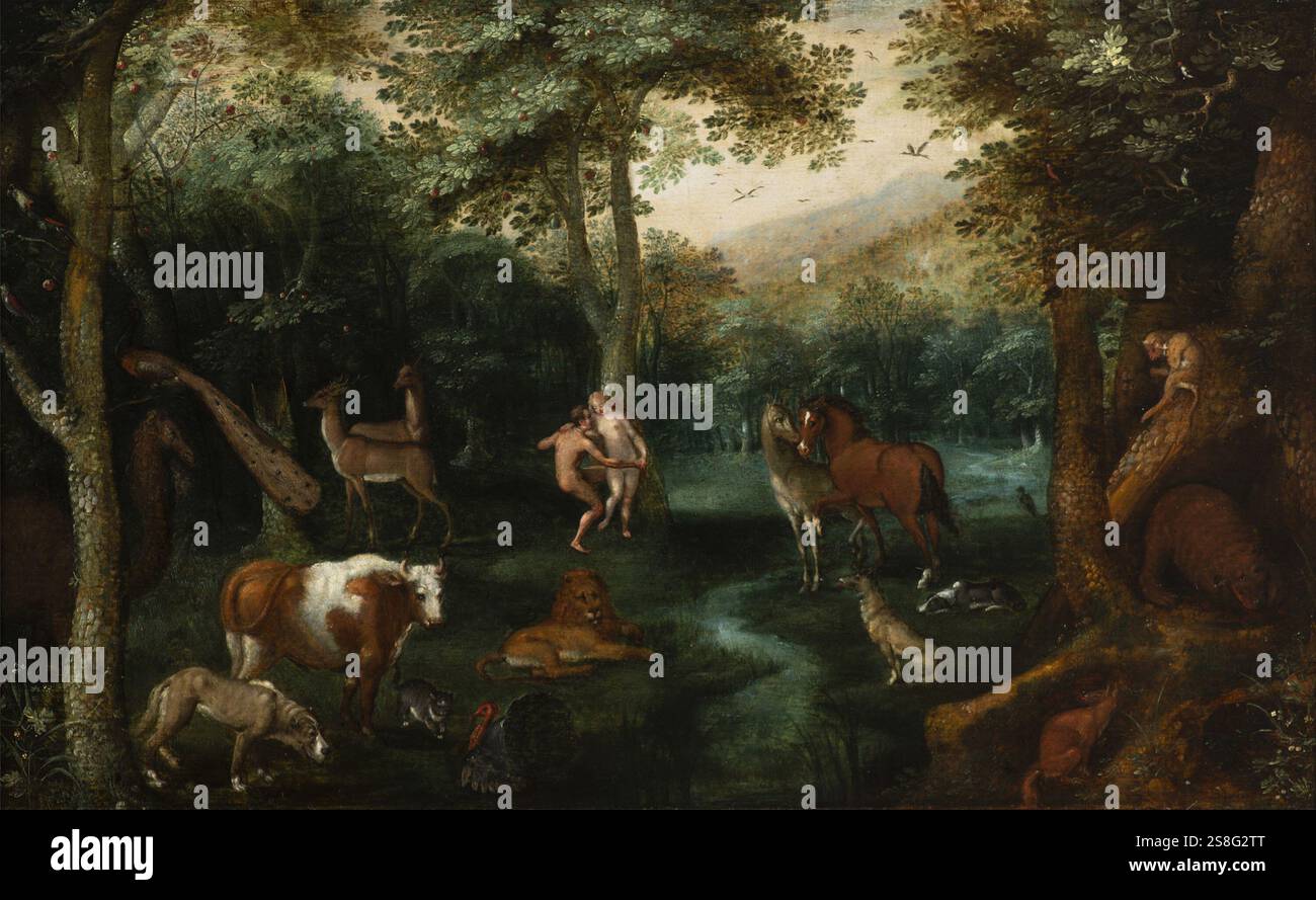 Jacob Savery (I) - le jardin d'Éden et la chute d'Adam et Ève Banque D'Images