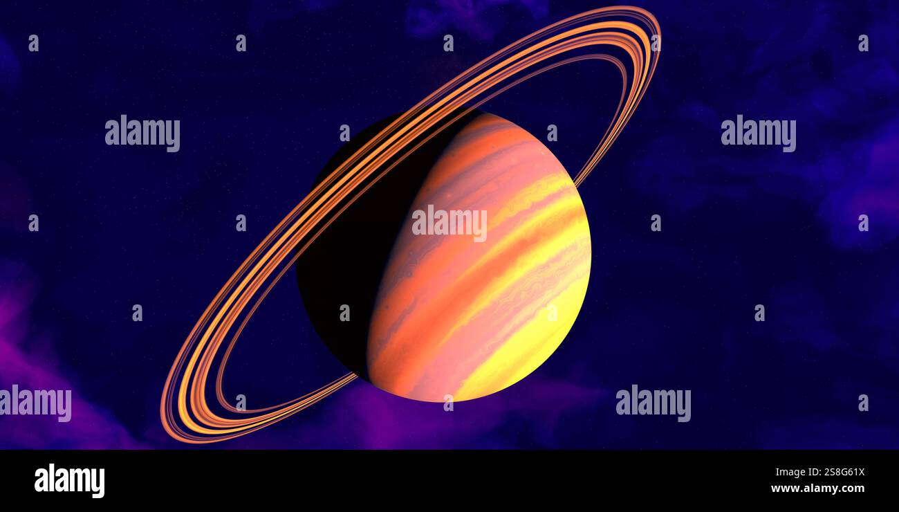 L'exoplanète Pi Mensae b orbite autour de l'étoile Pi Mensae, qui a une masse plus grande que notre Soleil. Banque D'Images