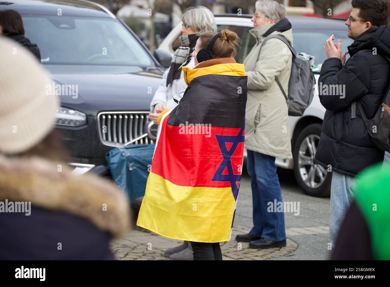 Francfort-sur-le-main, Allemagne de l'Ouest. 22 janvier 2025. Un rassemblement de manifestation intitulé "ramenez-les à la maison, otages israéliens aux mains du Hamas". Banque D'Images