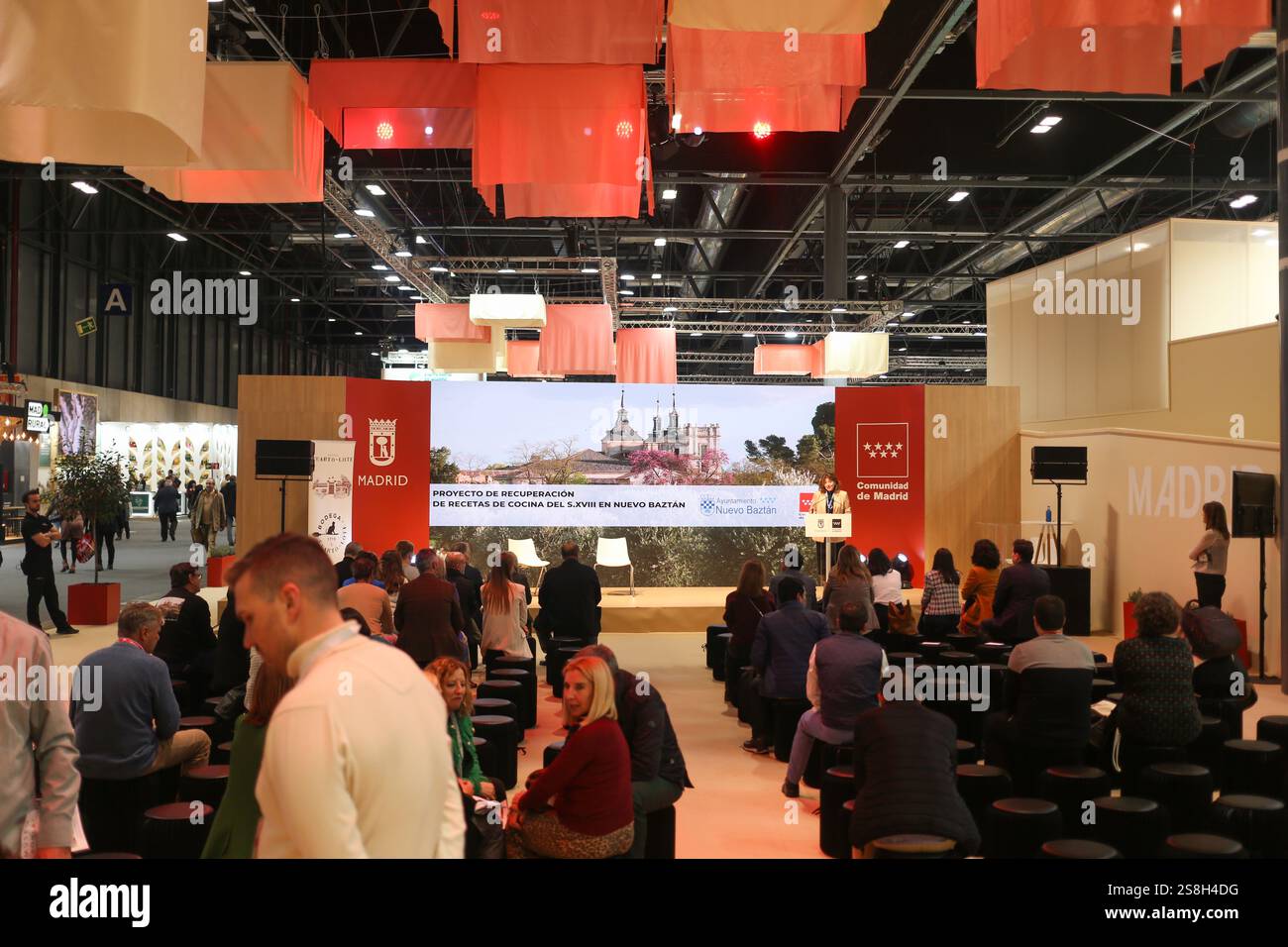 Madrid, Espagne, le 22 janvier 2025 : une des nombreuses conférences sur le stand de la Communauté de Madrid lors du jour 1 de FITUR 2025, le 22 janvier 2025, à IFEMA Madrid, Espagne. Crédit : Alberto Brevers / Alamy Live News. Banque D'Images