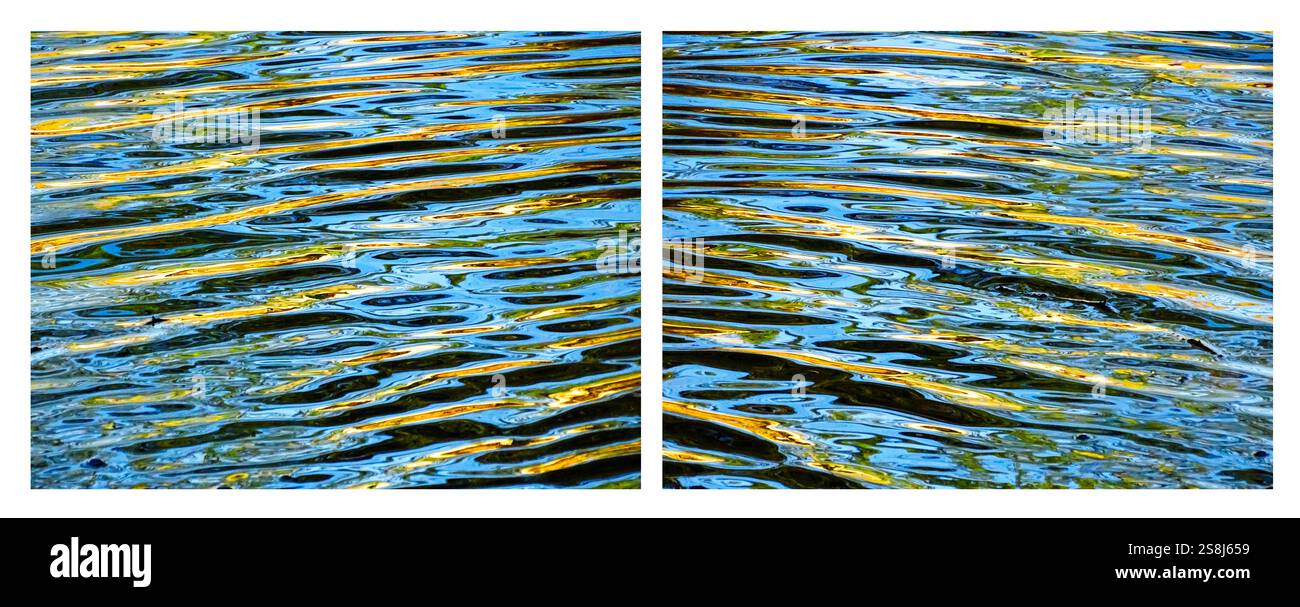 Photographie abstraite des ondulations et des réflexions dans l'eau Banque D'Images