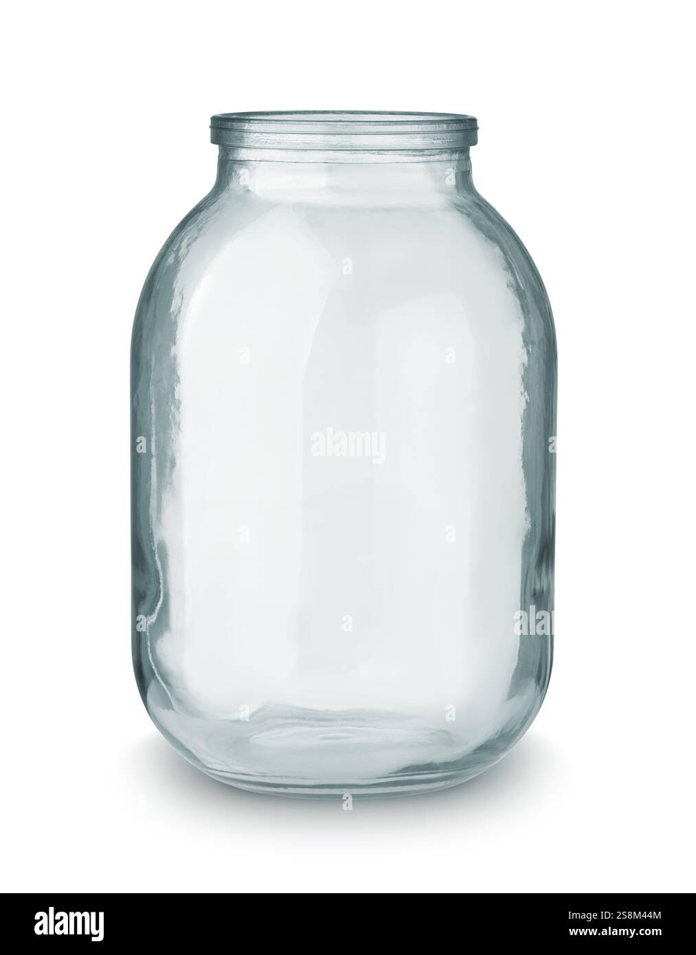 Vue avant du grand pot en verre vide isolé sur blanc Banque D'Images