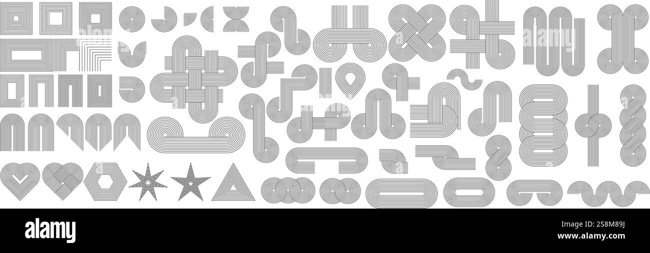 Formes géométriques d'arche zen. Ensemble d'éléments du milieu du siècle. Esthétique boho moderne. Illustration vectorielle. Illustration de Vecteur