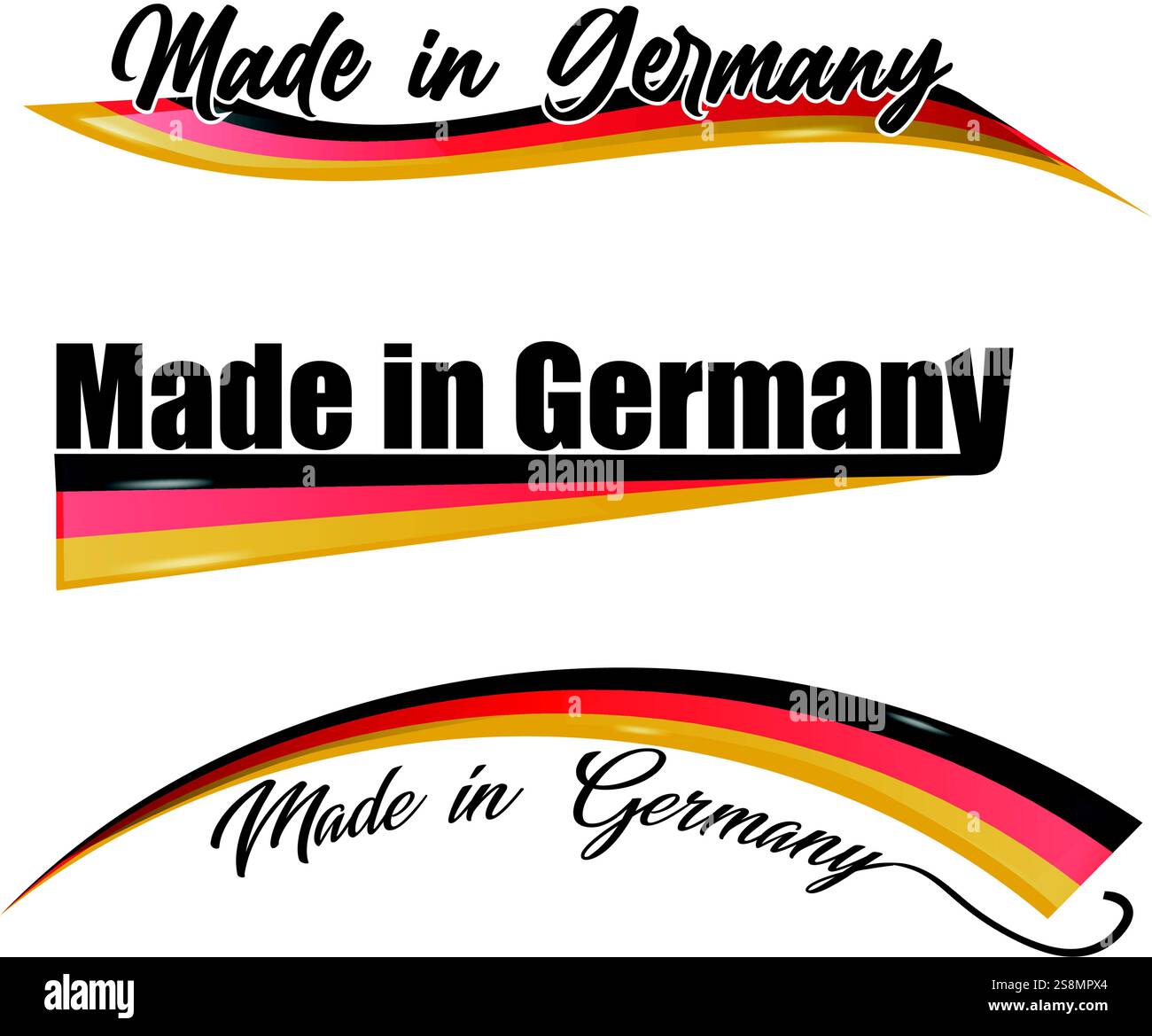 Fabriqué en Allemagne Grand ensemble d'étiquette avec drapeau allemand. Illustration vectorielle de collection. Isolé sur fond blanc Illustration de Vecteur