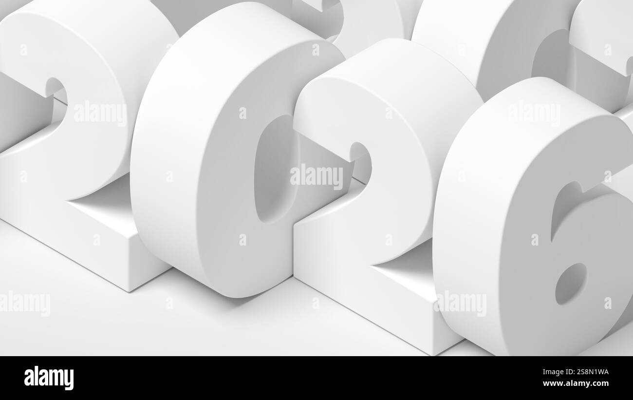 Bonne année 2026. illustration 3d. Banque D'Images
