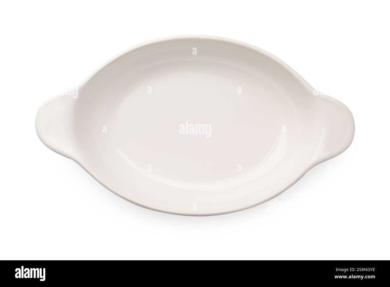 Une casserole en céramique isolée sur blanc, vue de dessus. Ustensile de cuisson Banque D'Images