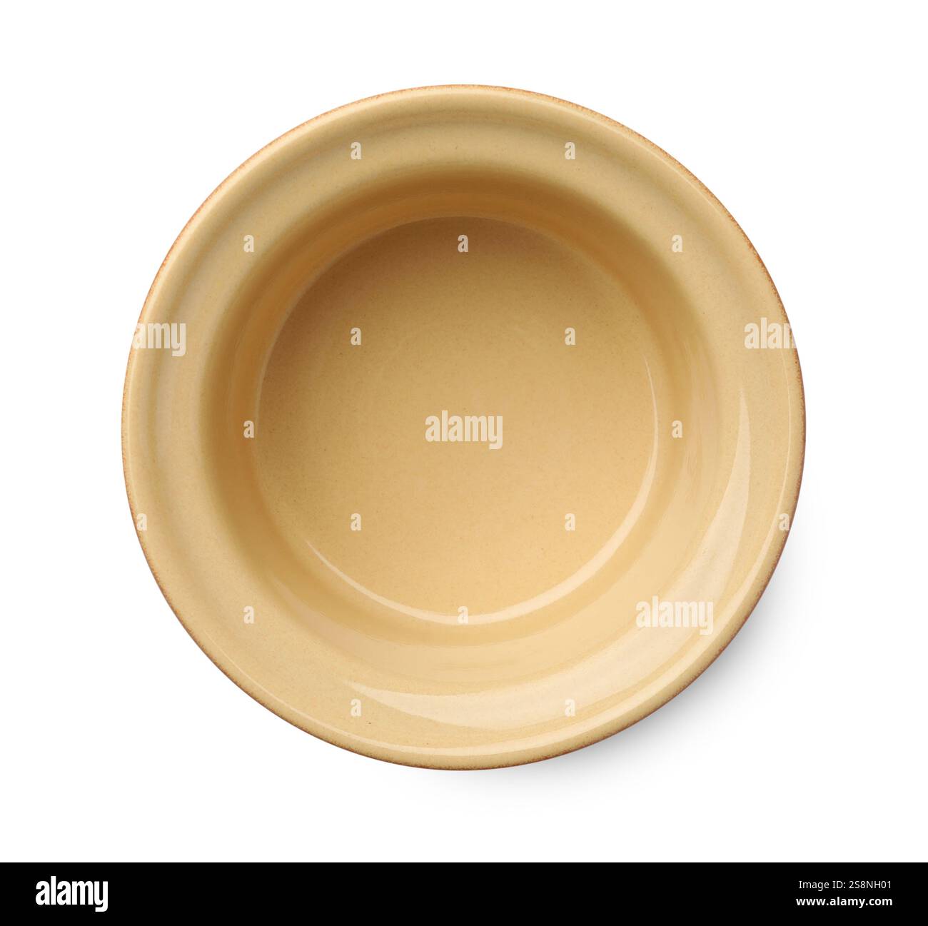 Une casserole en céramique isolée sur blanc, vue de dessus. Ustensile de cuisson Banque D'Images