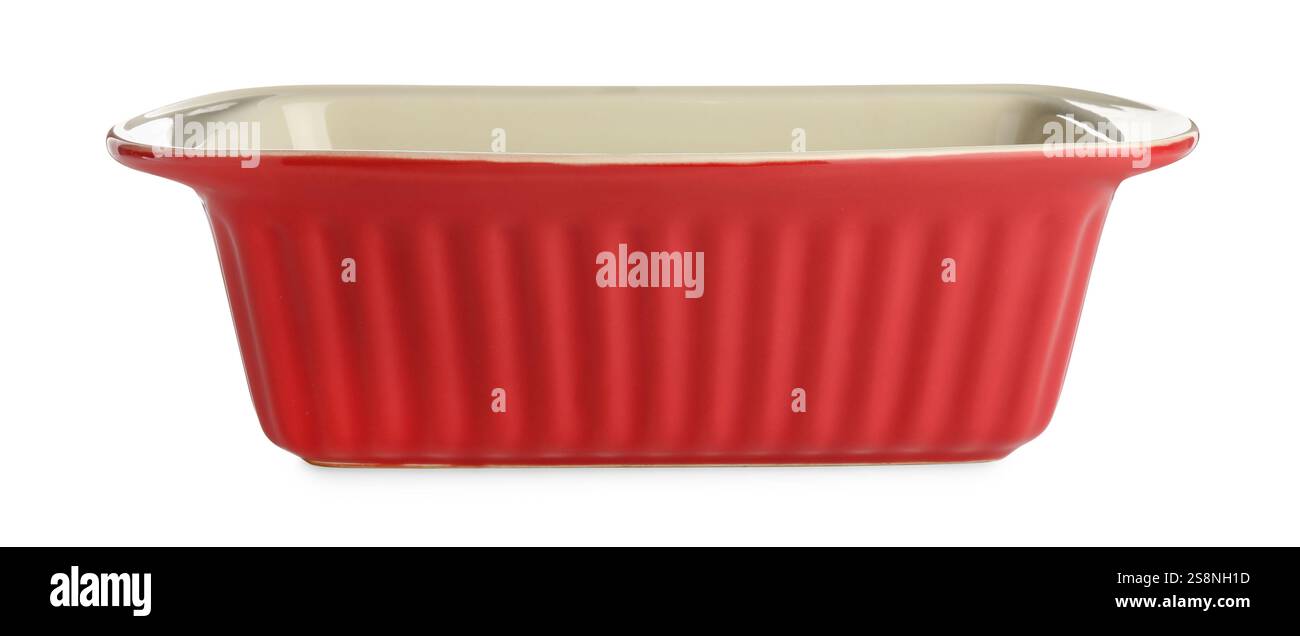 Une casserole en céramique isolée sur blanc. Ustensile de cuisson Banque D'Images