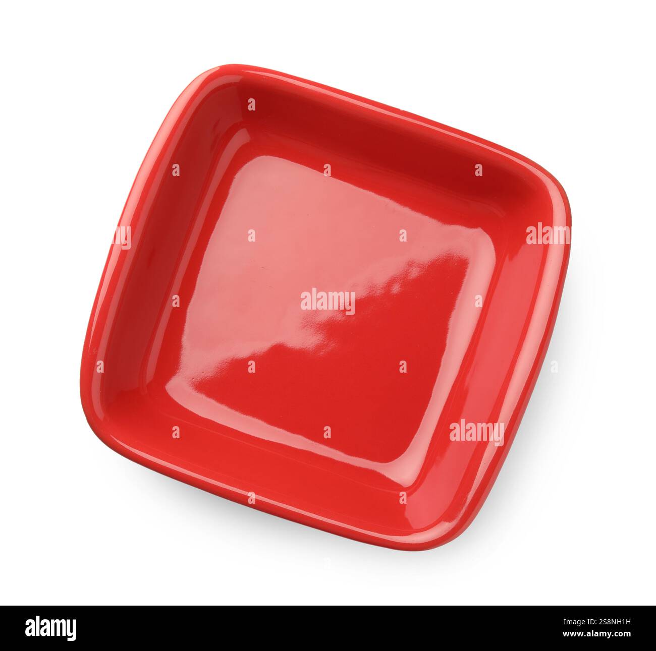 Une casserole en céramique isolée sur blanc, vue de dessus. Ustensile de cuisson Banque D'Images