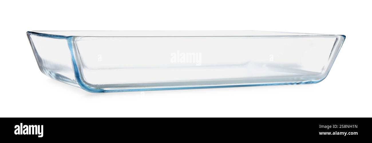 Une casserole en verre isolée sur blanc. Ustensile de cuisson Banque D'Images