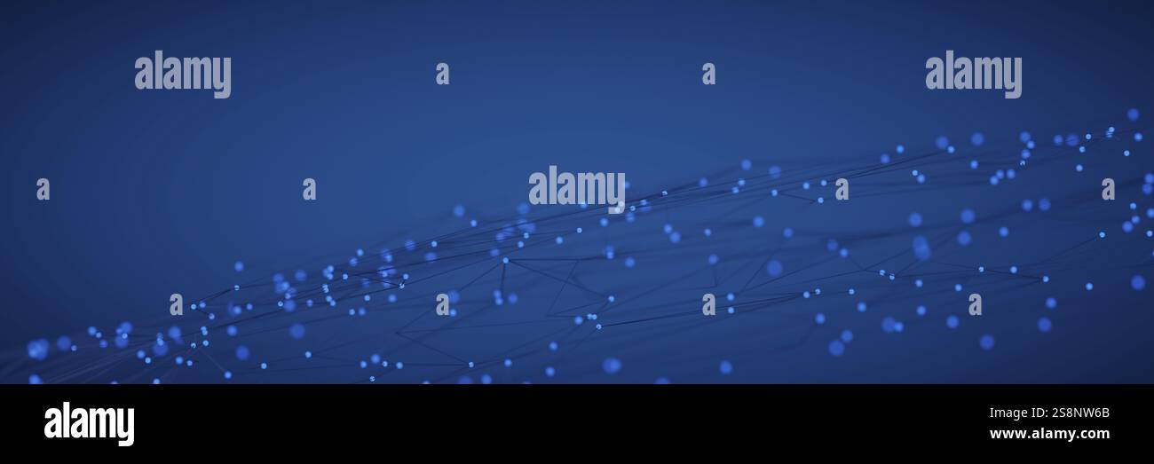 Un maillage abstrait avec des taches brillantes arrière-plan. Illustration 3D. Banque D'Images
