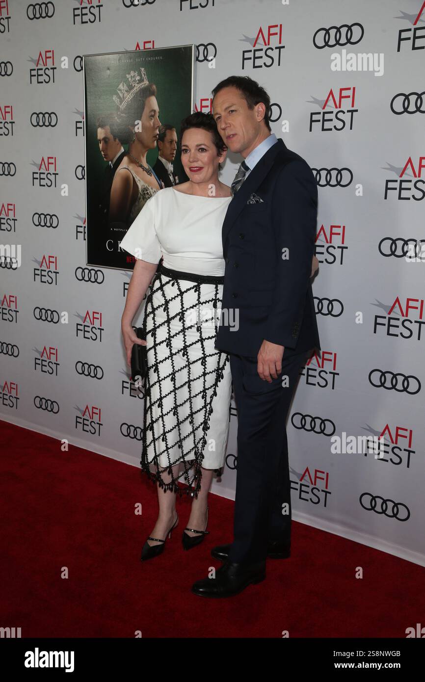 Olivia Colman et Tobias Menzies à l'émission de télévision The Crown, projection de gala de la saison 3, arrivées, AFI Fest, TCL Chinese Theatre, Los Angeles, USA - 16 novembre 2019 Banque D'Images