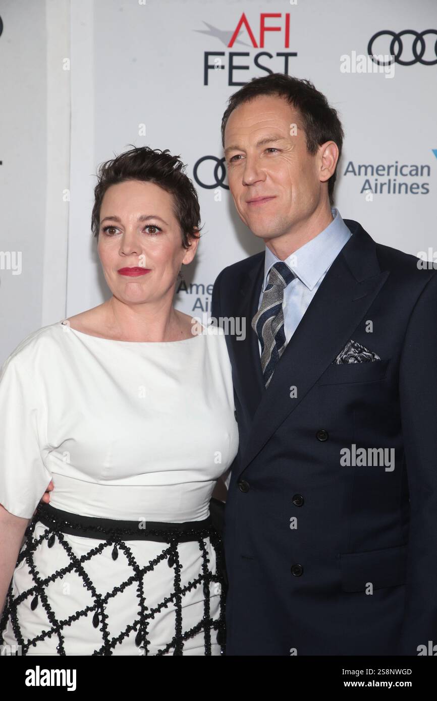 Olivia Colman et Tobias Menzies à l'émission de télévision The Crown, projection de gala de la saison 3, arrivées, AFI Fest, TCL Chinese Theatre, Los Angeles, USA - 16 novembre 2019 Banque D'Images