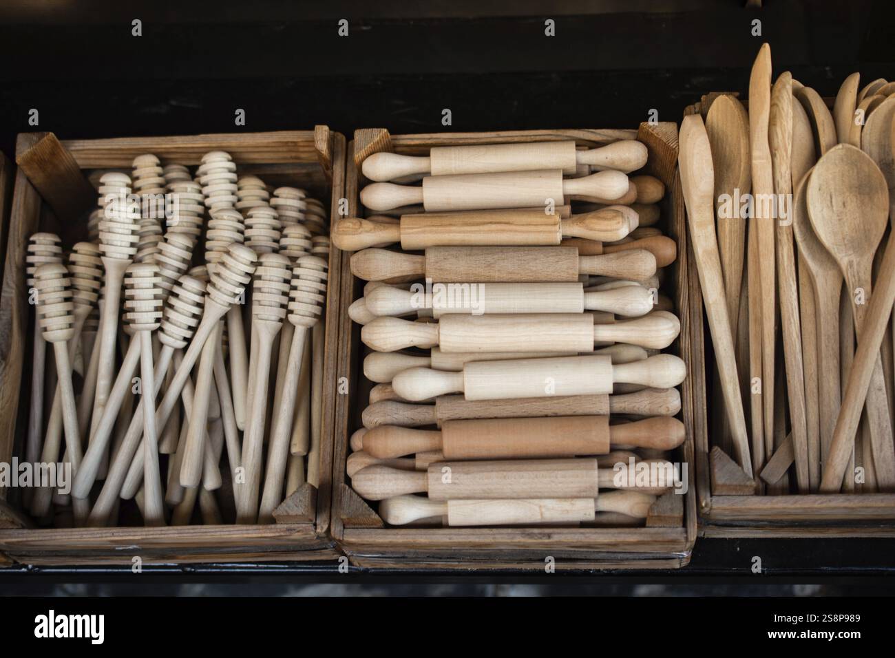 Rouleaux à pâtisserie en bois Banque D'Images