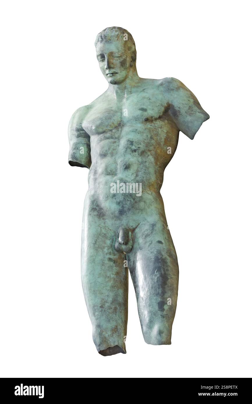 Une image d'une vieille statue de bronze masculin grec en Sicile Banque D'Images