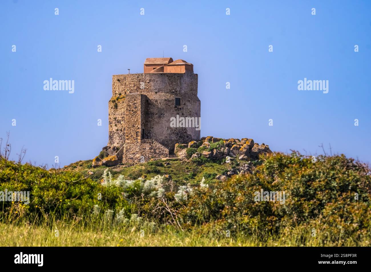 Péninsule de Sinis et ruines historiques, zone Archeologica di Tharros Musée archéologique, Tharros, Europe, Province d'Oristano, Italie Banque D'Images