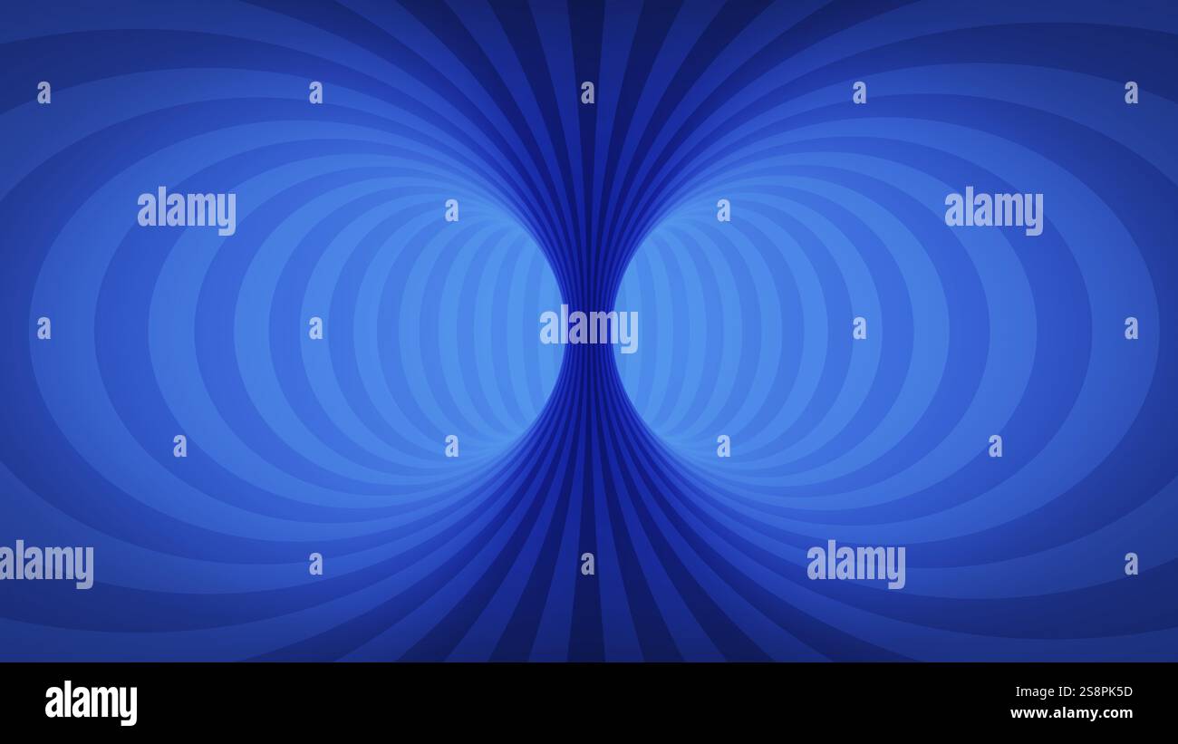 Illustration 3D tunnel bleu d'illusion d'optique Banque D'Images