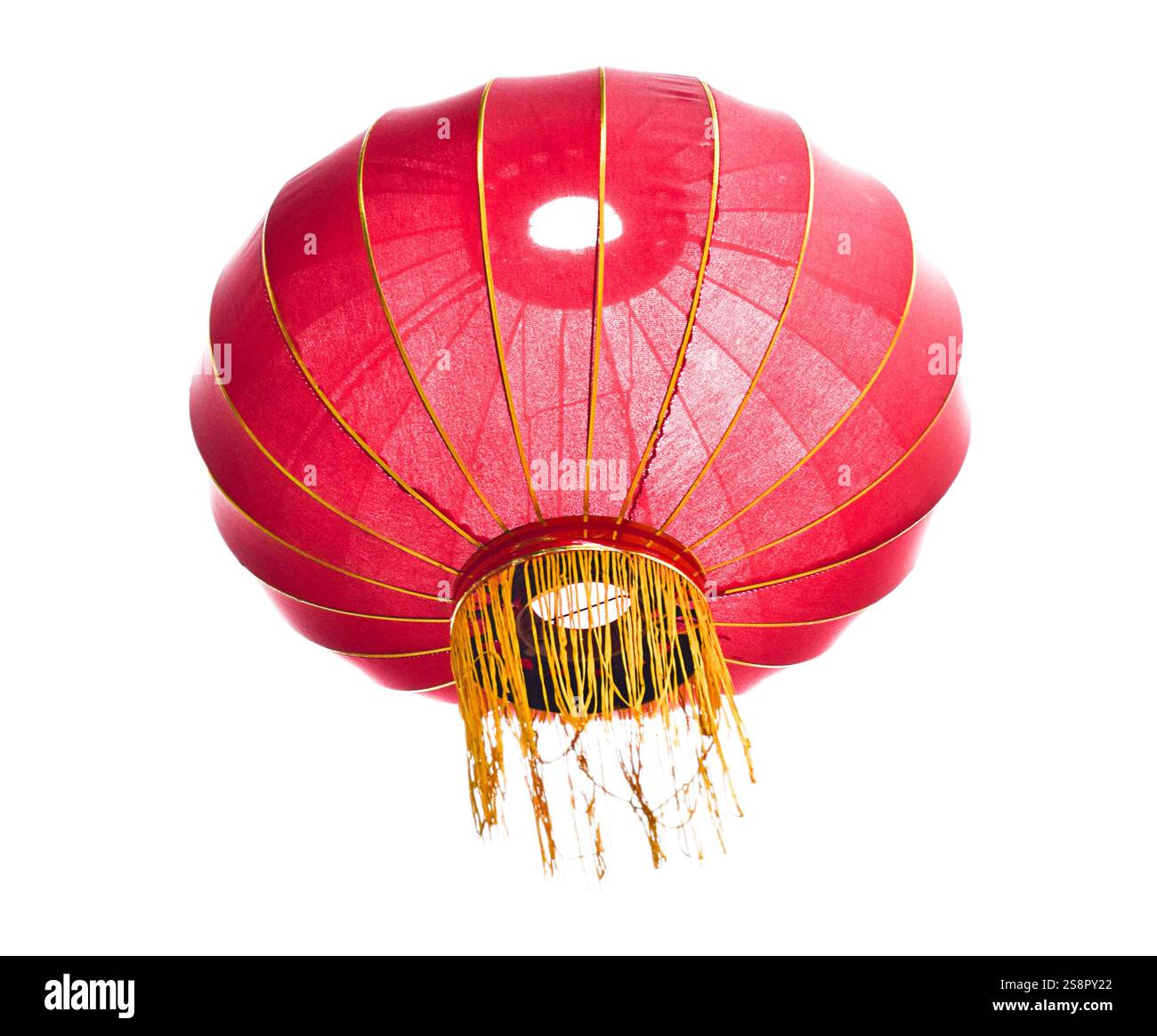 Lanterne chinoise rouge isolée sur blanc Banque D'Images