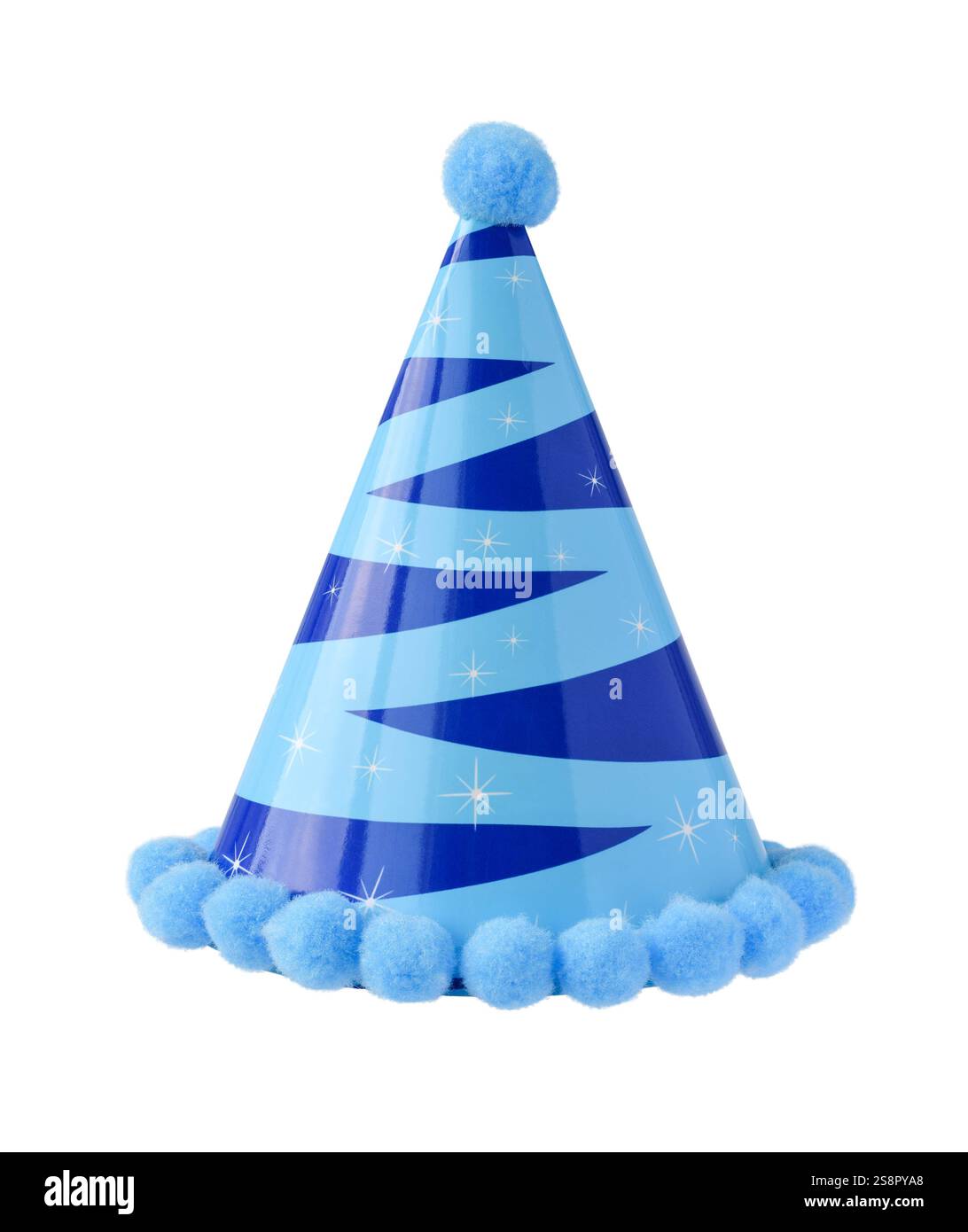 Chapeau de fête d'anniversaire bleu découpe isolée sur blanc Banque D'Images