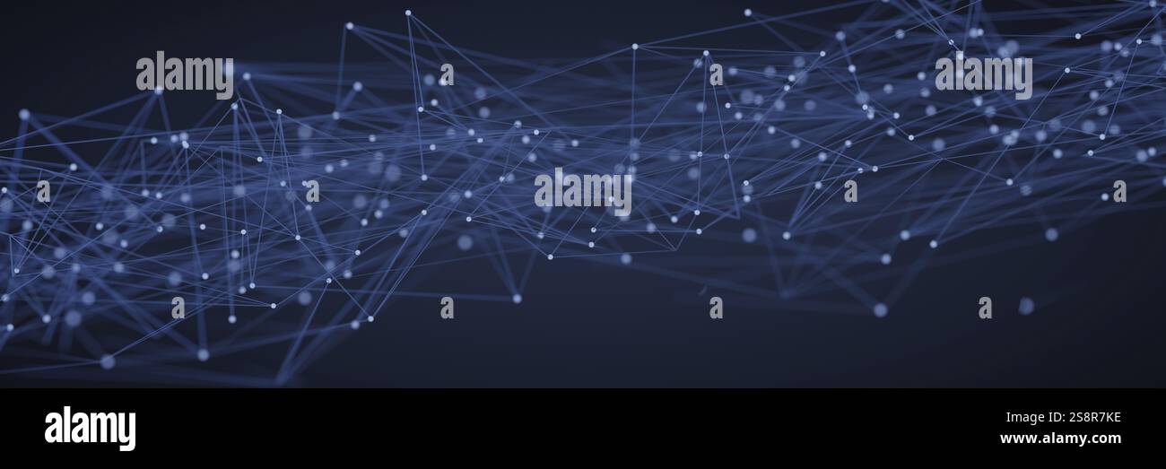 Un maillage abstrait avec des taches brillantes arrière-plan. Illustration 3D. Banque D'Images