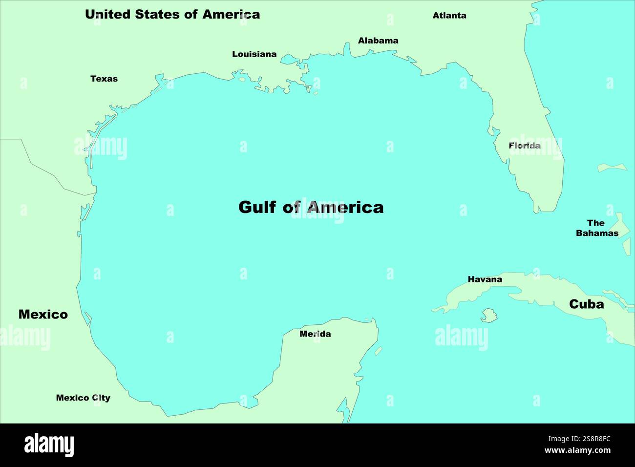 Carte de base du projet de changement de nom du golfe du Mexique en golfe d'Amérique Illustration de Vecteur